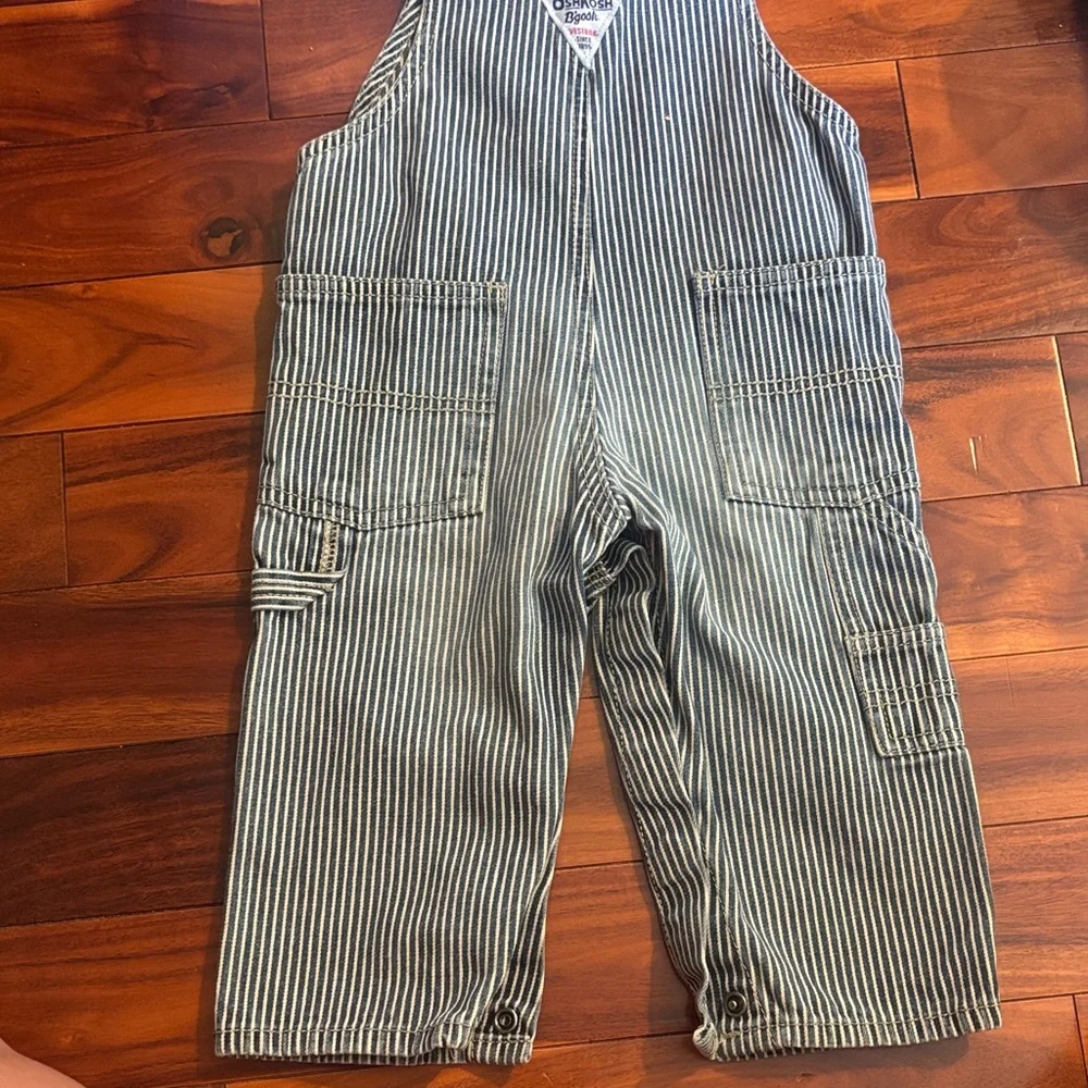OshKosh B'gosh Navy and White Pinstripe Baby Overalls